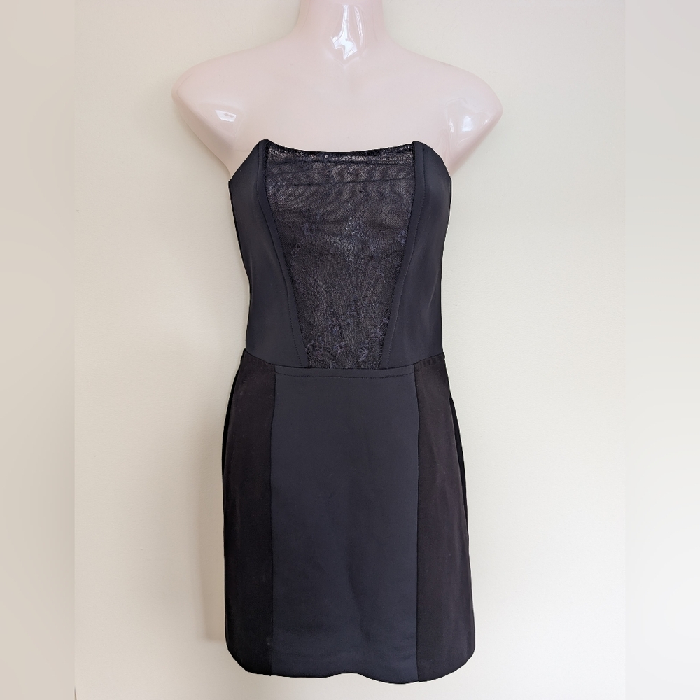 Maje Bustier Strapless Mini Dress Black 36